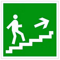 Знак безопасности BL-2010B.E15 Напр. к эвакуац. выходу по лестнице вверх (прав) | код. a15039 | белый Свет